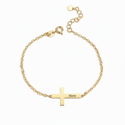 Name Bracelet "Sideways Cross"
