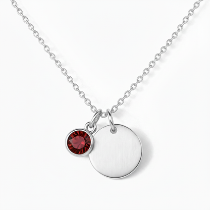 Engraved Necklace "Birthstone Disc"