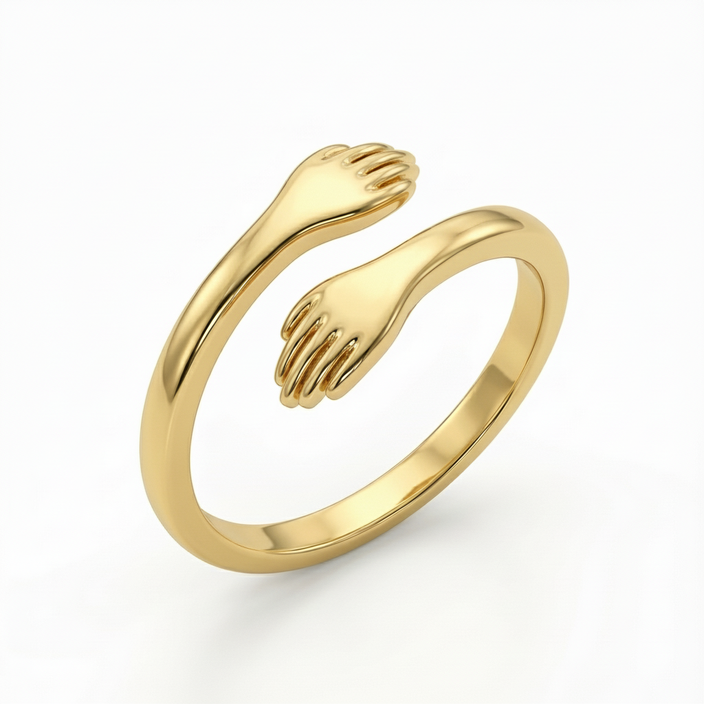 Adjustable double initial ring "Embrace"