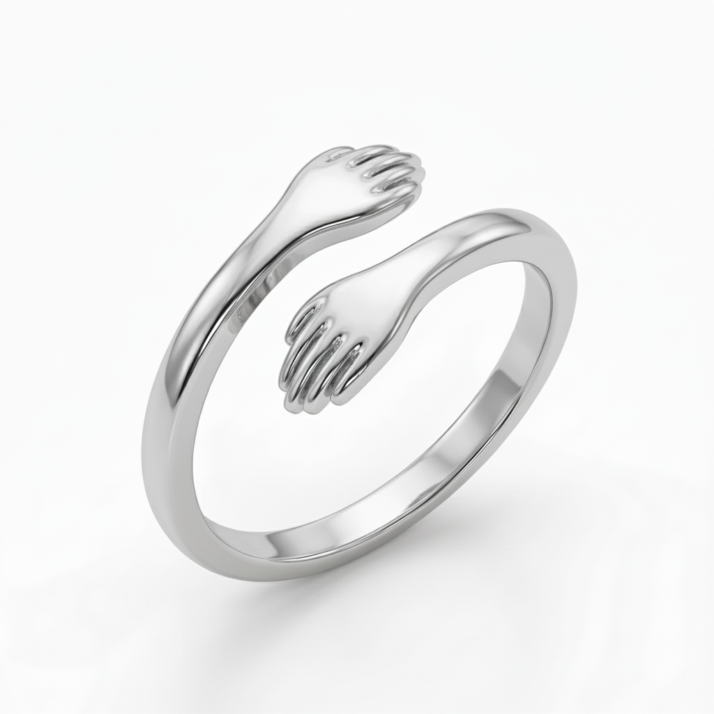 Adjustable double initial ring "Embrace"
