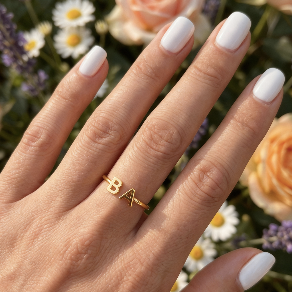 Adjustable Initial Ring "Double Monogram"