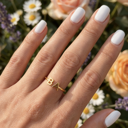 Adjustable Initial Ring "Double Monogram"