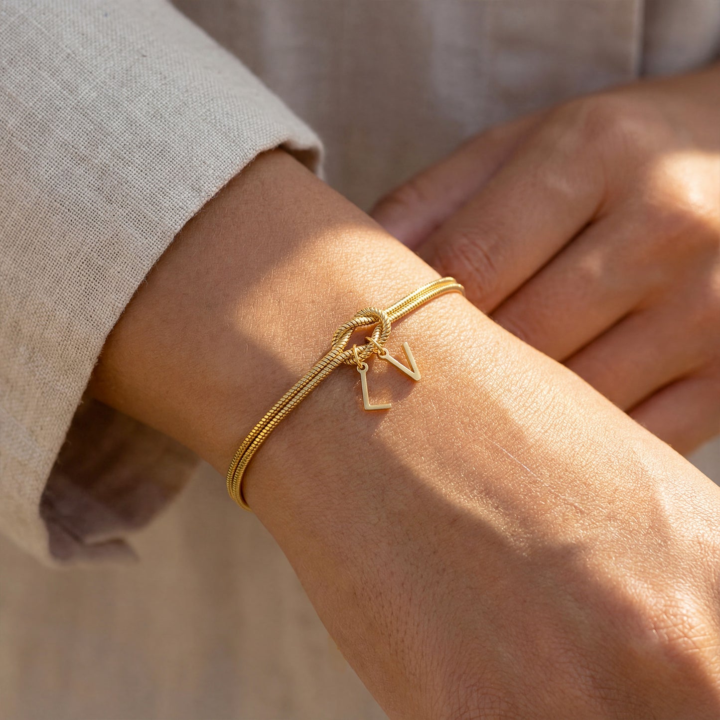 Double Initial Bracelet "Knot"