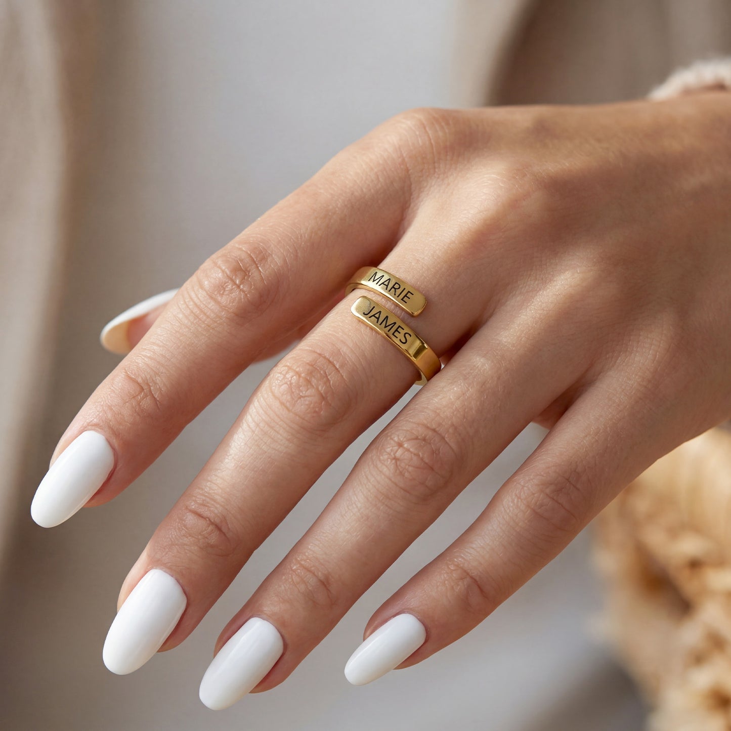 Adjustable Double Name Ring "Dual Soul"