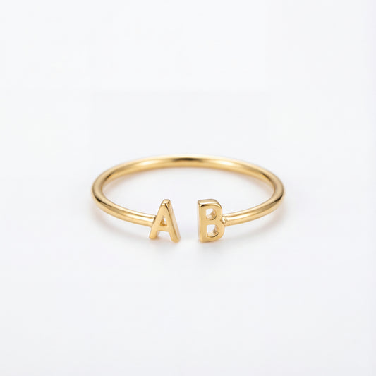 Adjustable Initial Ring "Double Monogram"