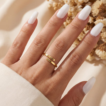 Adjustable Double Name Ring "Dual Soul"