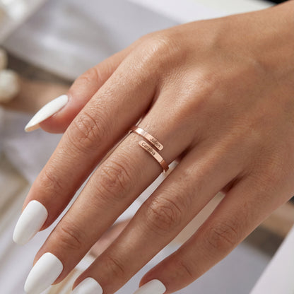 Adjustable Double Name Ring "Dual Soul"