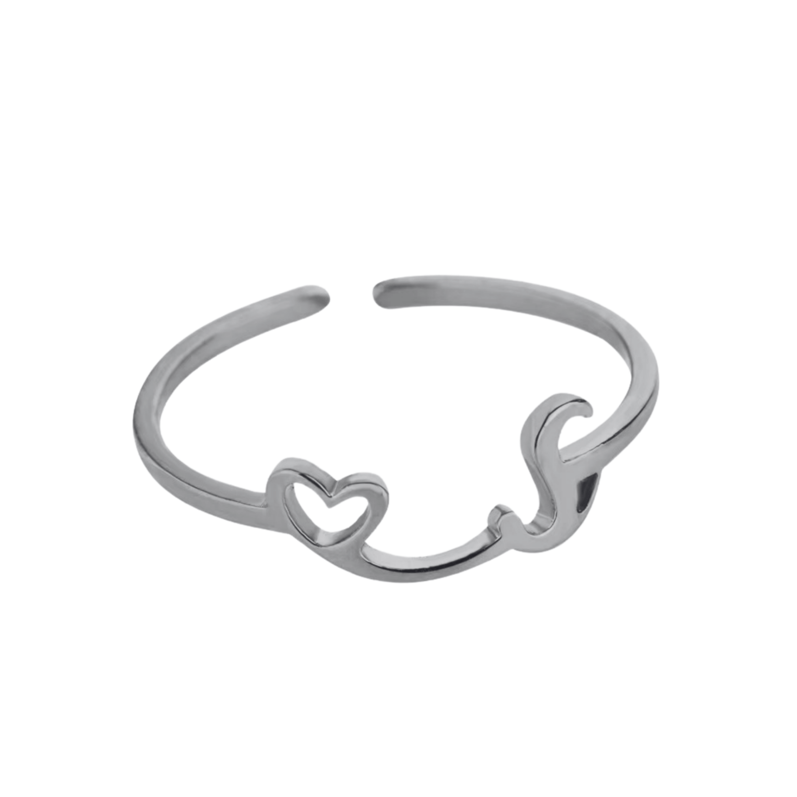 RICCARDI - BAGUE AJUSTABLE "Initial Heart Ring" - Riccardi
