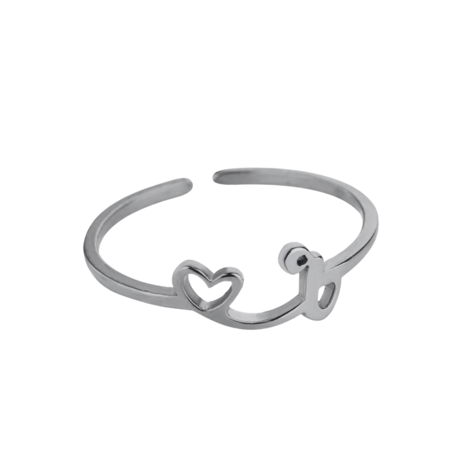 RICCARDI - BAGUE AJUSTABLE "Initial Heart Ring" - Riccardi