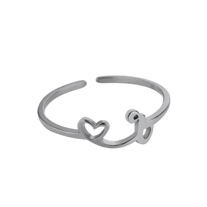 RICCARDI - BAGUE AJUSTABLE "Initial Heart Ring" - Riccardi