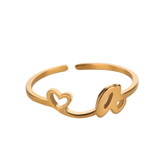 RICCARDI - BAGUE AJUSTABLE "Initial Heart Ring" - Riccardi