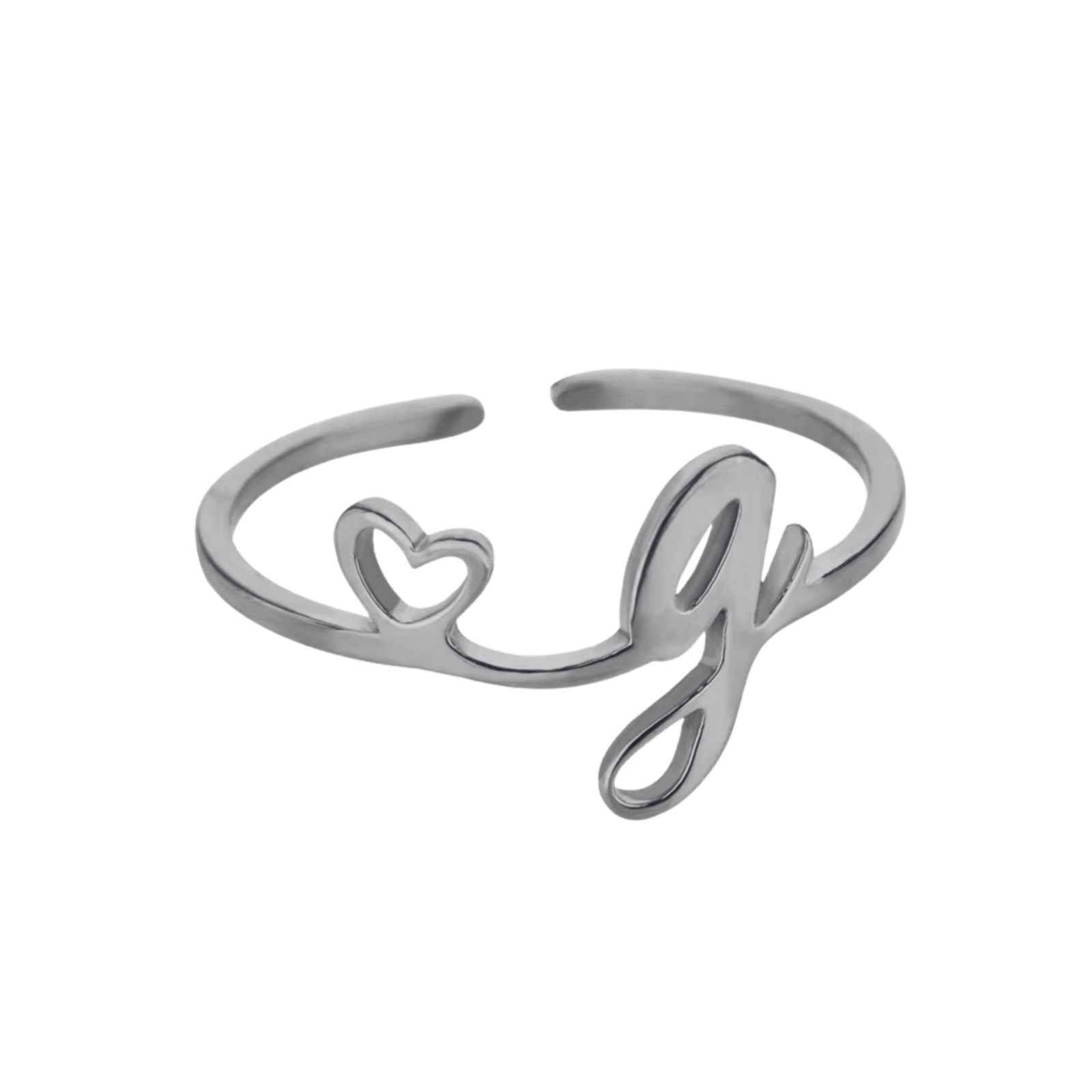 RICCARDI - BAGUE AJUSTABLE "Initial Heart Ring" - Riccardi