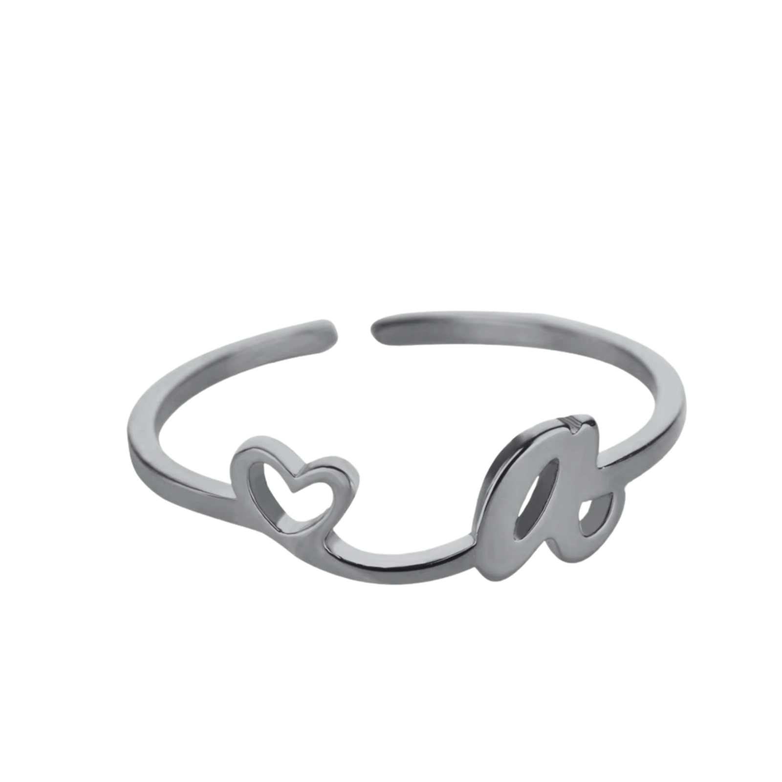 RICCARDI - BAGUE AJUSTABLE "Initial Heart Ring" - Riccardi