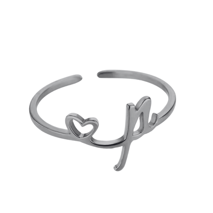 RICCARDI - BAGUE AJUSTABLE "Initial Heart Ring" - Riccardi