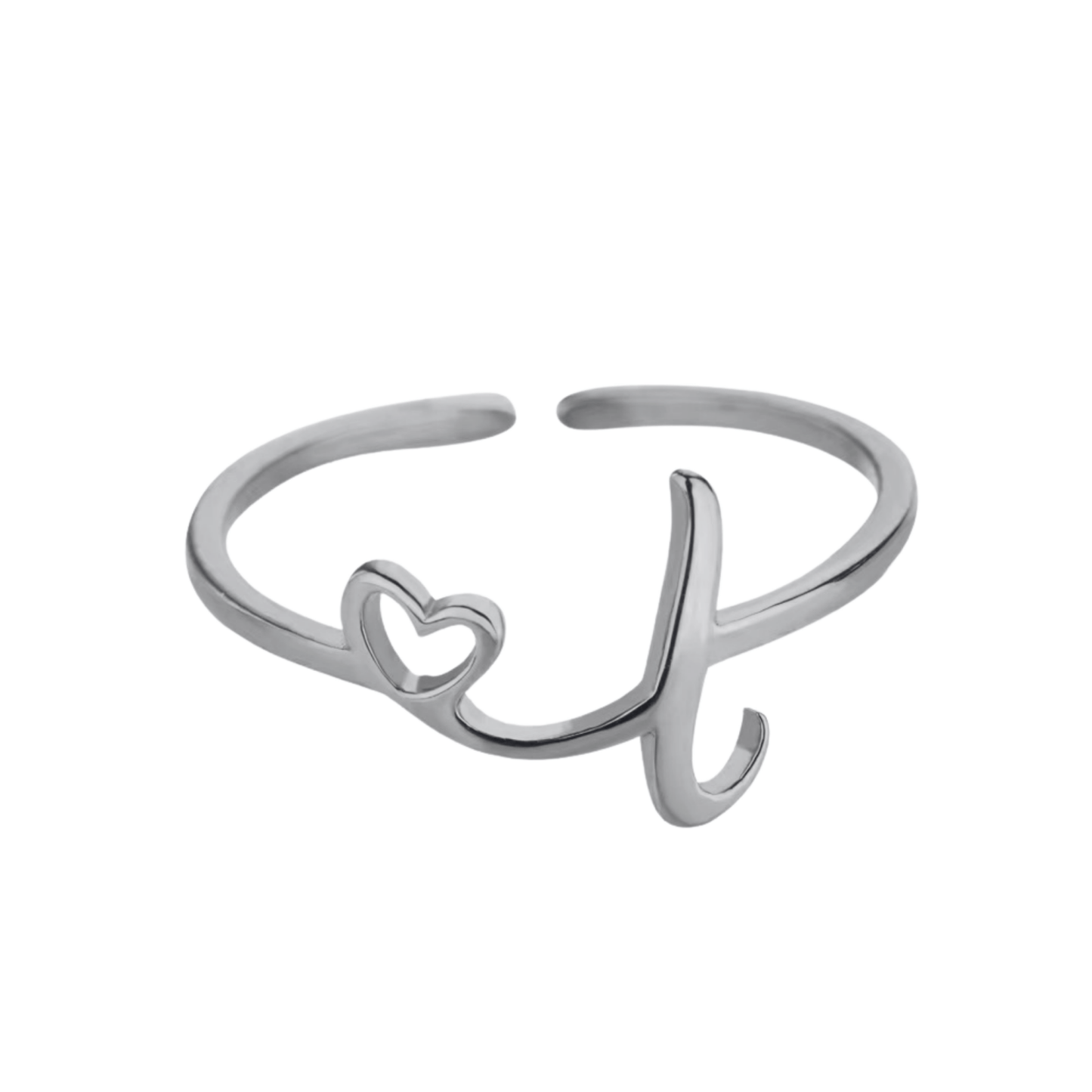 RICCARDI - BAGUE AJUSTABLE "Initial Heart Ring" - Riccardi