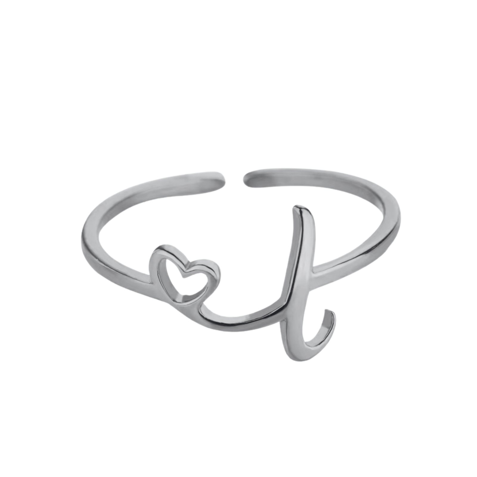 RICCARDI - BAGUE AJUSTABLE "Initial Heart Ring" - Riccardi