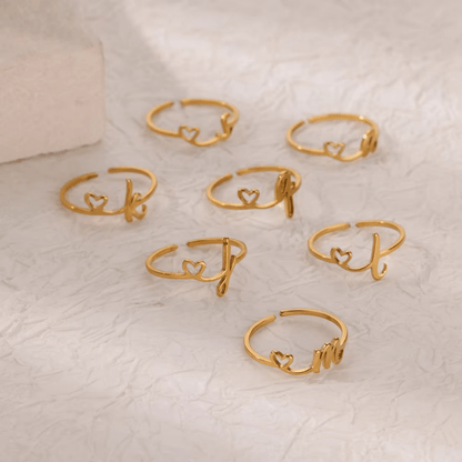 RICCARDI - BAGUE AJUSTABLE "Initial Heart Ring" - Riccardi