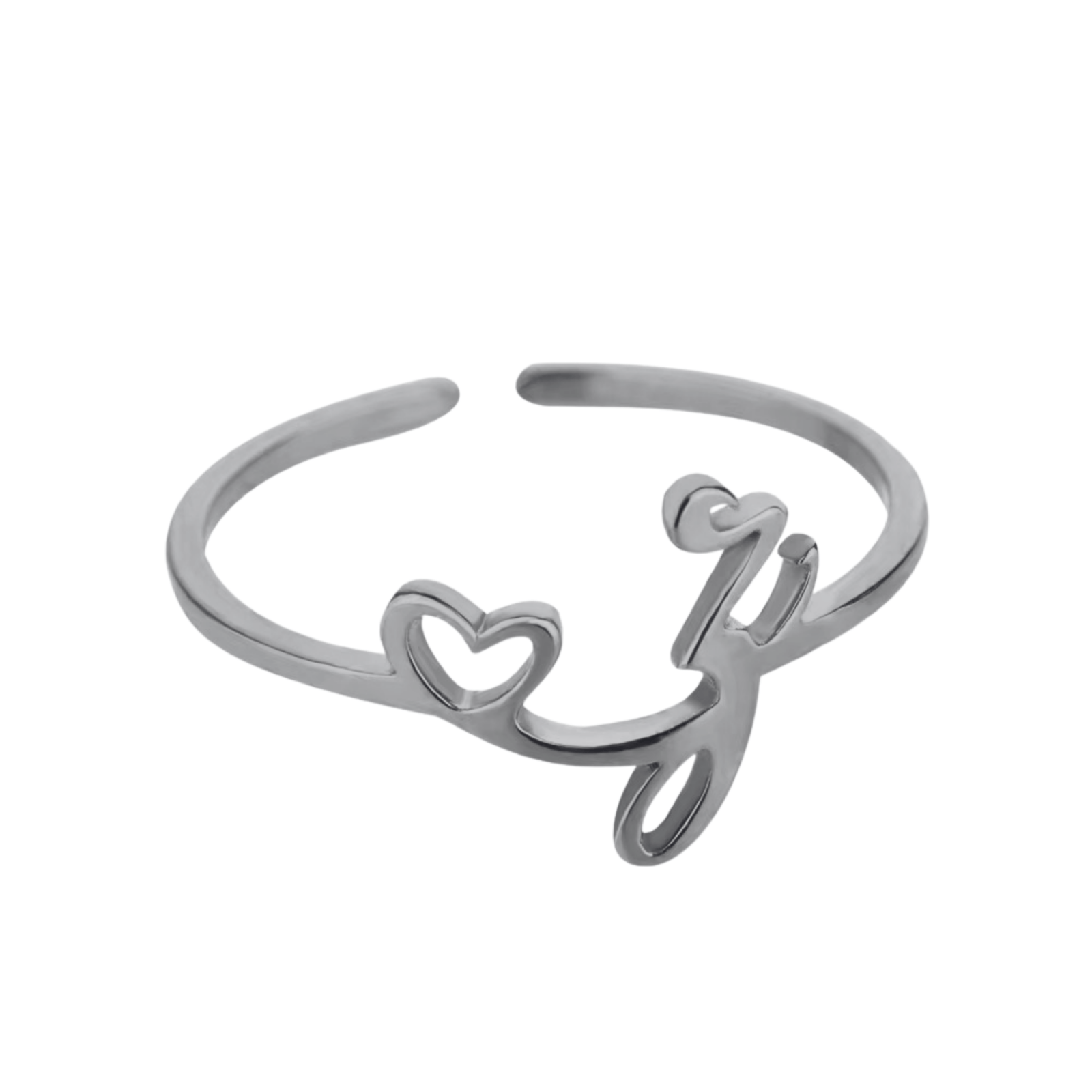 RICCARDI - BAGUE AJUSTABLE "Initial Heart Ring" - Riccardi