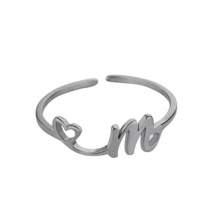 RICCARDI - BAGUE AJUSTABLE "Initial Heart Ring" - Riccardi