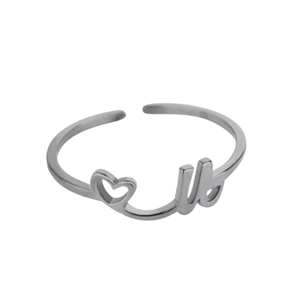 RICCARDI - BAGUE AJUSTABLE "Initial Heart Ring" - Riccardi