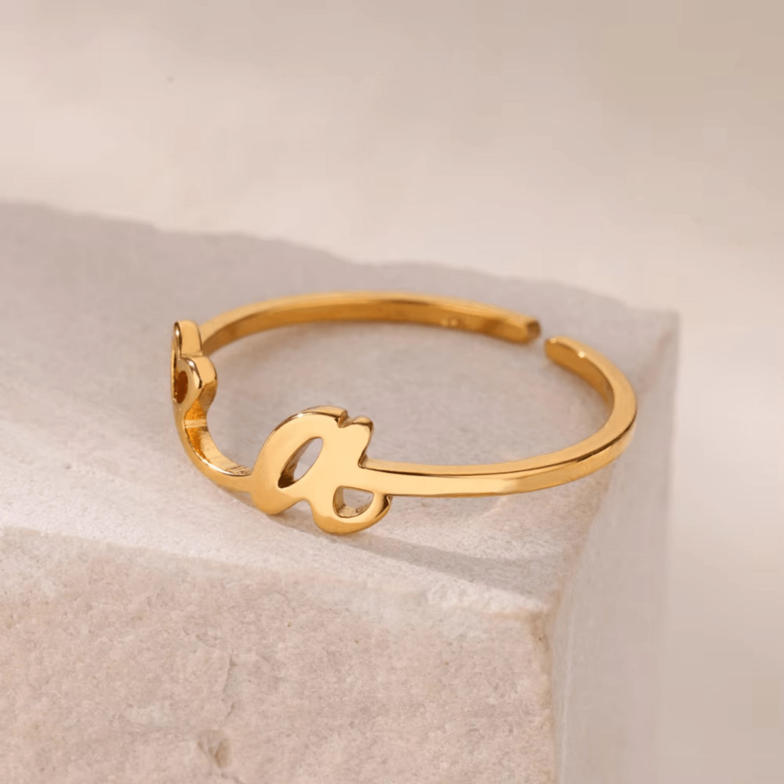 RICCARDI - BAGUE AJUSTABLE "Initial Heart Ring" - Riccardi