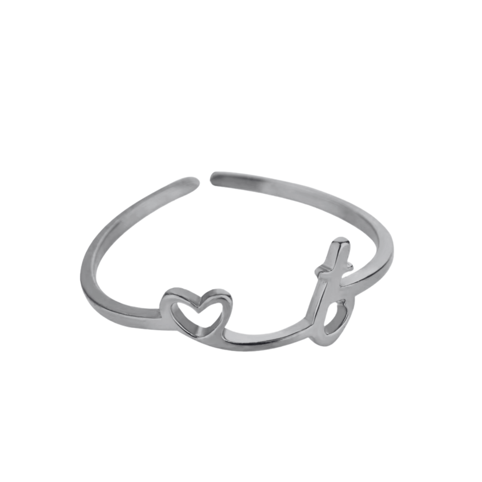RICCARDI - BAGUE AJUSTABLE "Initial Heart Ring" - Riccardi