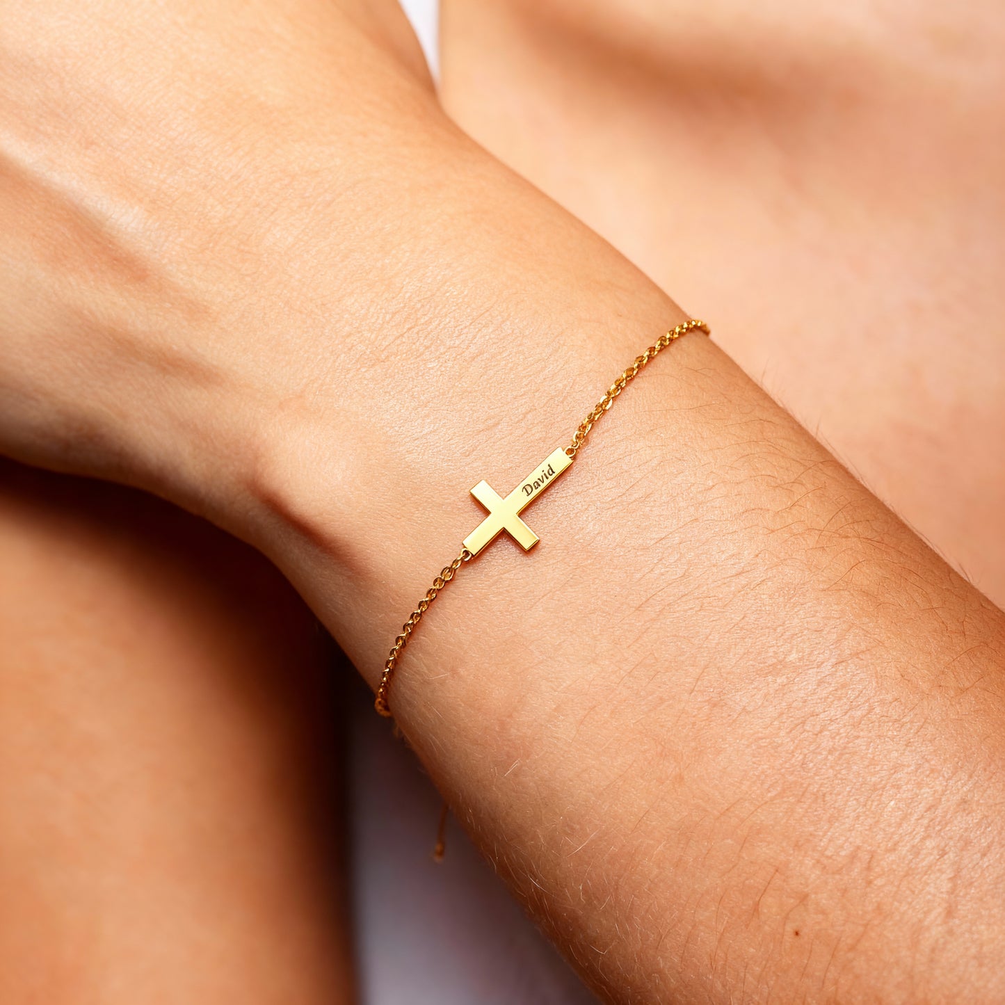 Name Bracelet "Sideways Cross"