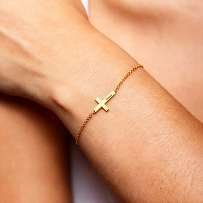 Name Bracelet "Sideways Cross"