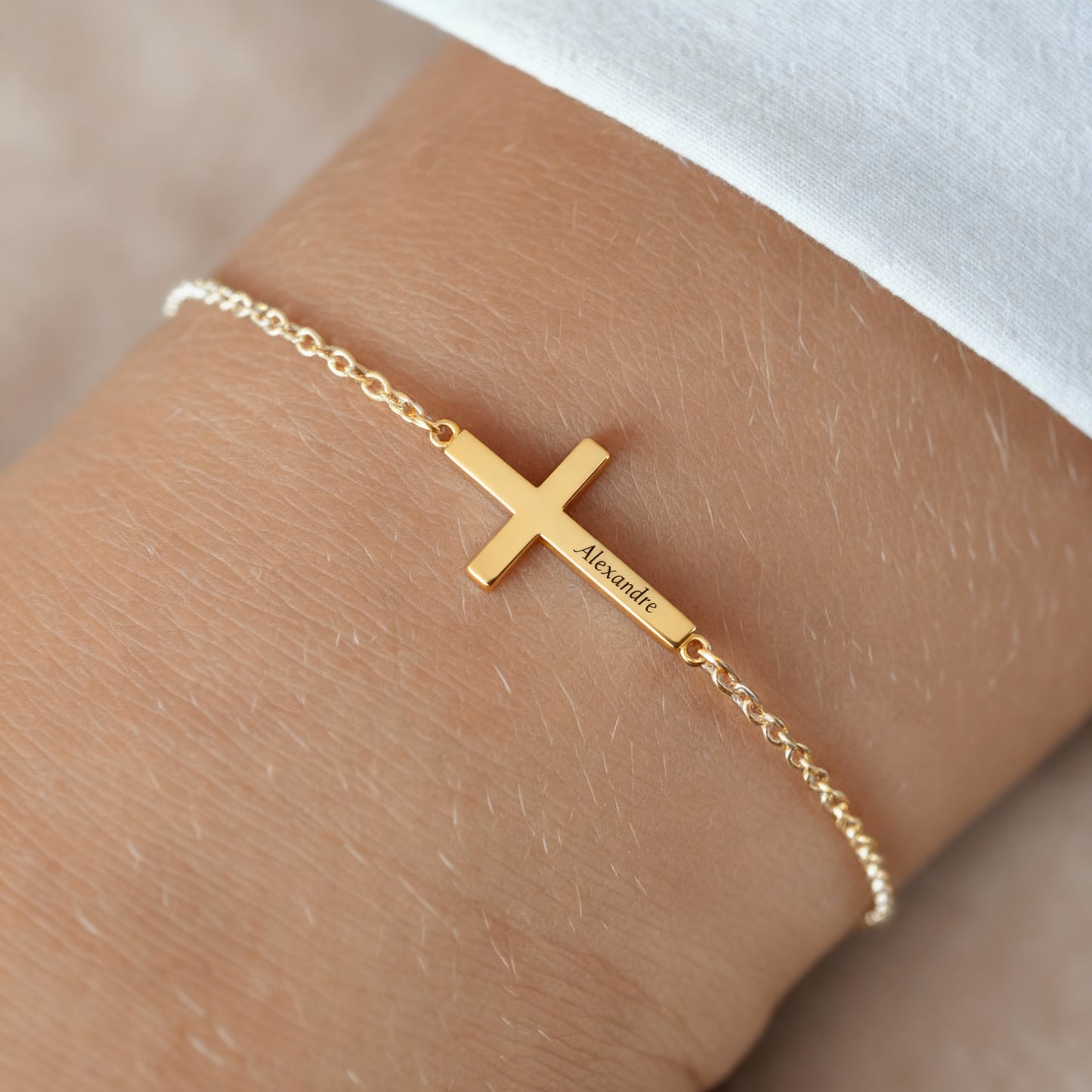 Name Bracelet "Sideways Cross"