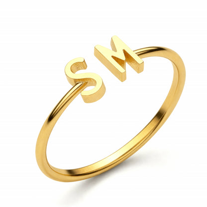 Adjustable Initial Ring "Double Monogram"
